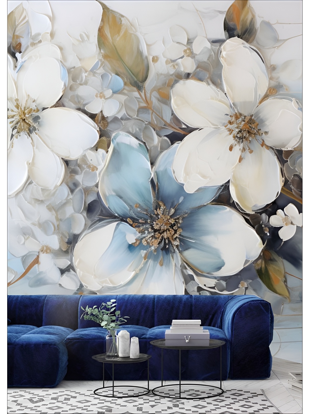 

Aura White & Blue Self Adhesive Printed Wall Sticker