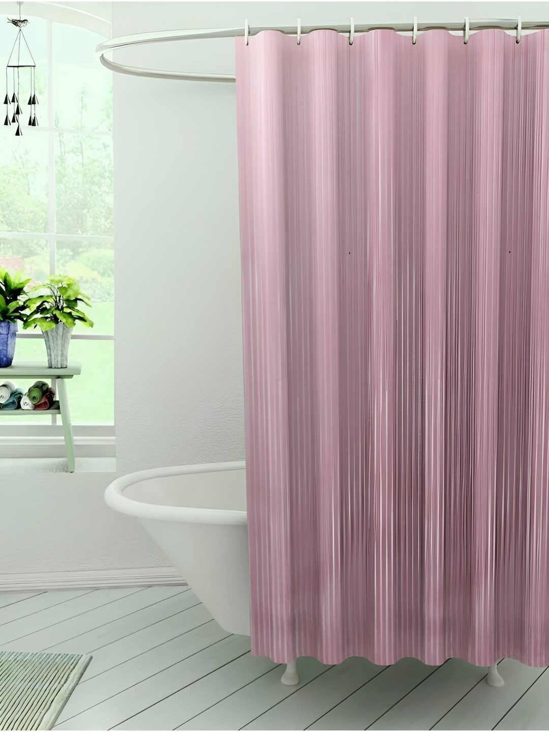 

CASA-NEST Self Striped Pink Shower Curtains