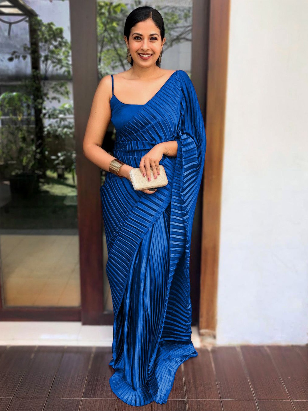 

TEEYA CREATION Satin Saree, Blue
