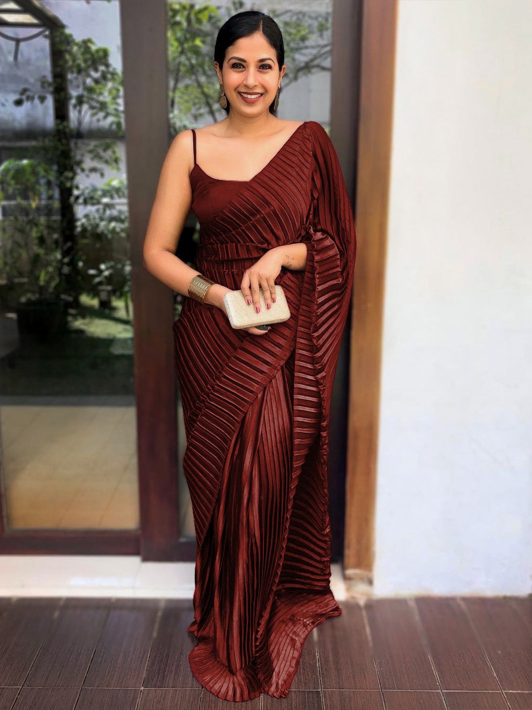 

TEEYA CREATION Satin Saree, Maroon