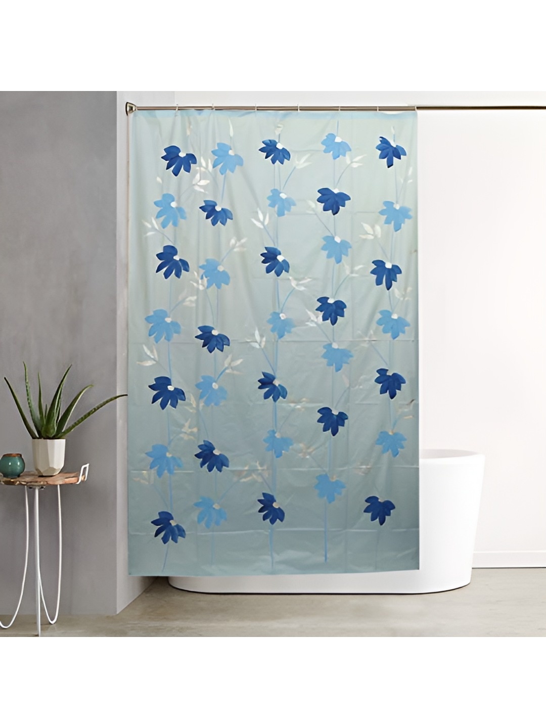 

CASA-NEST Sky Blue Embossed Shower Curtains
