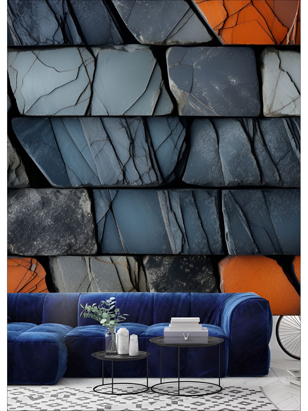 

Aura Blue & Black 3D Printed Self Adhesive Wall Sticker