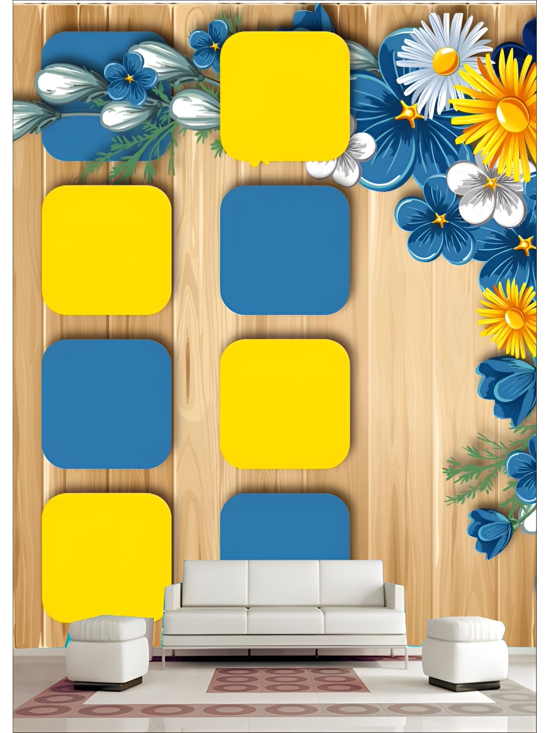 

Aura Yellow & Blue Printed Self-Adhesive Wall Sicker