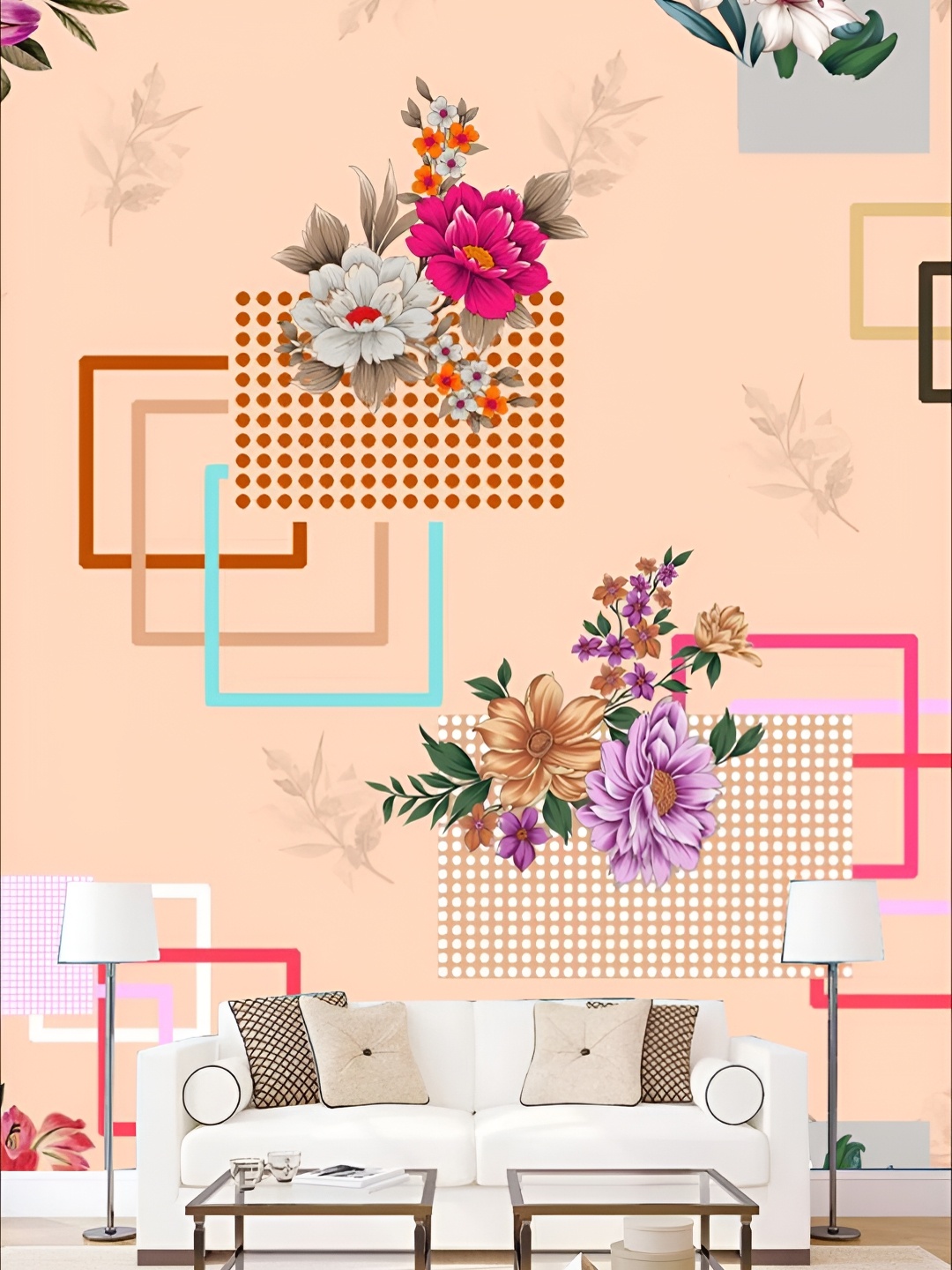 

Aura Pink & Peach-Coloured Printed Self-Adhesive 3D Wall Sticker