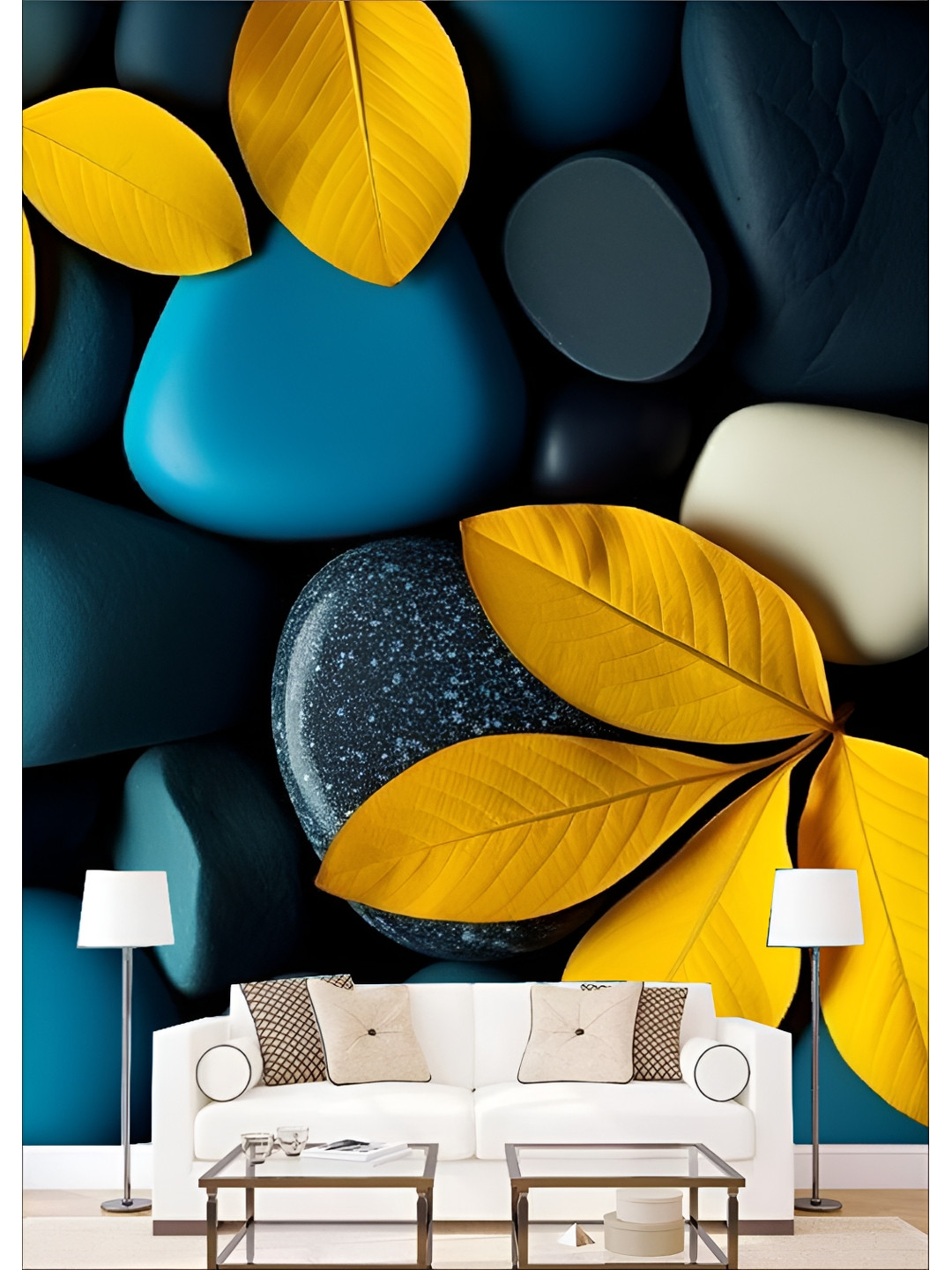 

Aura Blue & Yellow Printed Self Adhesive Wall Sticker