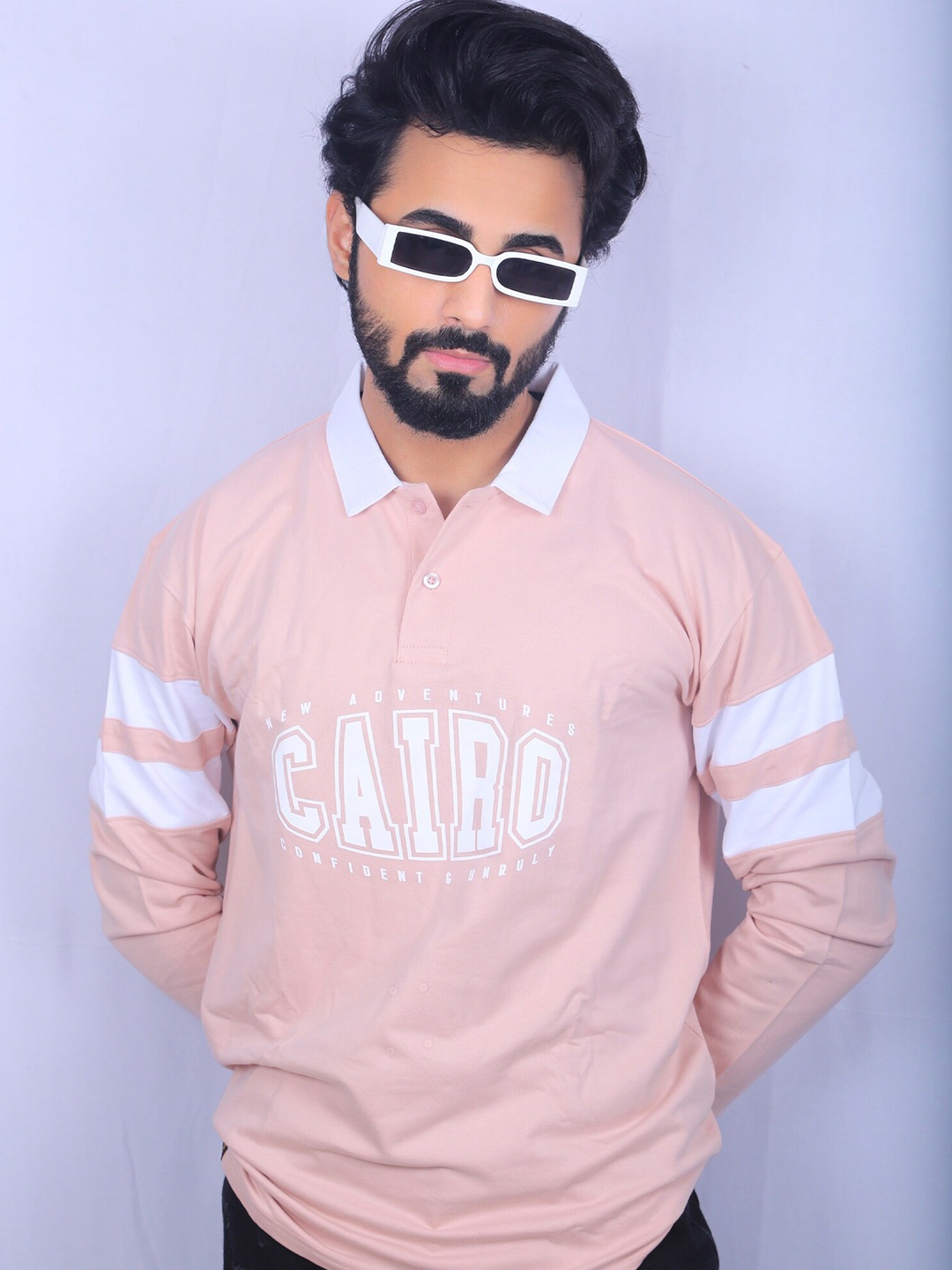 

Maniac Men Typography Printed Polo Collar T-shirt, Pink