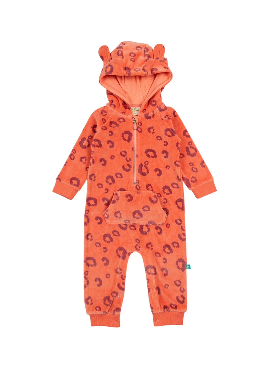 

StyleCast x Revolte Girls Graphic Printed Zip Closure Neck Cotton Rompers, Orange