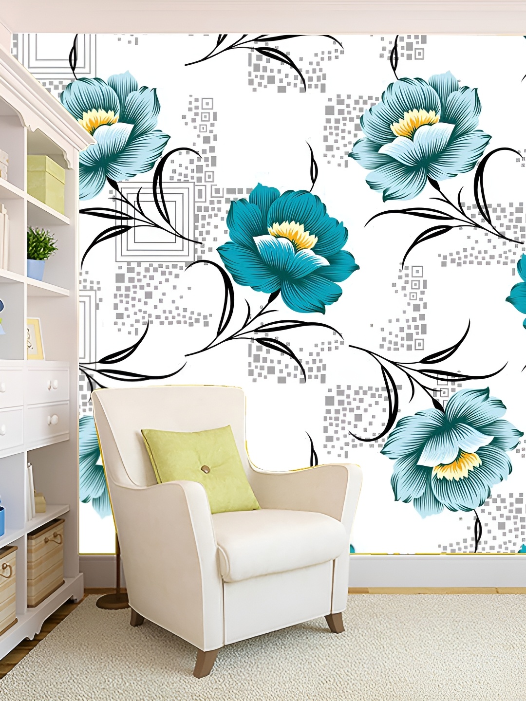 

Aura White & Blue Printed Self-Adhesive Wall Sicker