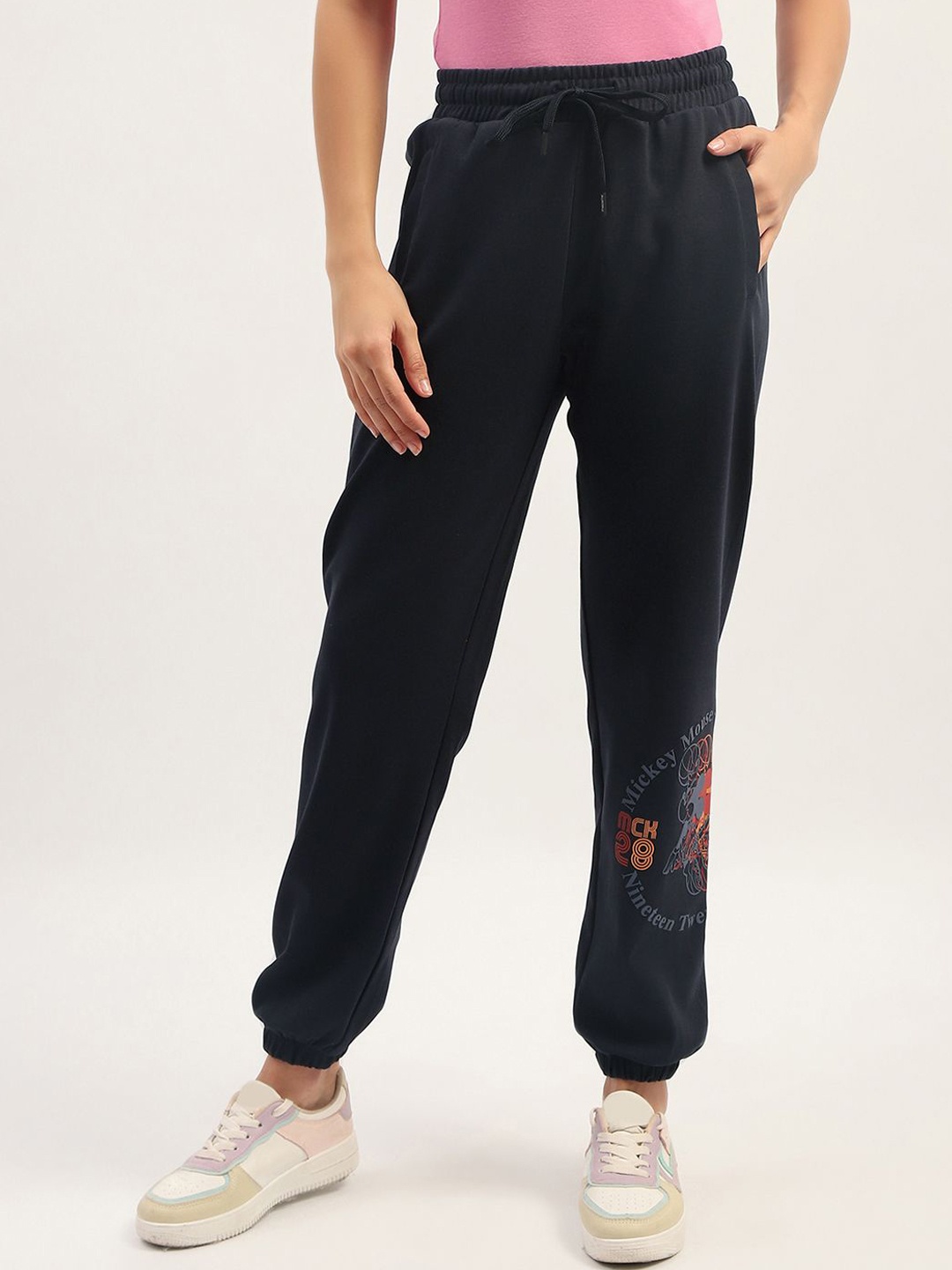 

MADAME M SECRET Women Mid Rise Joggers, Navy blue