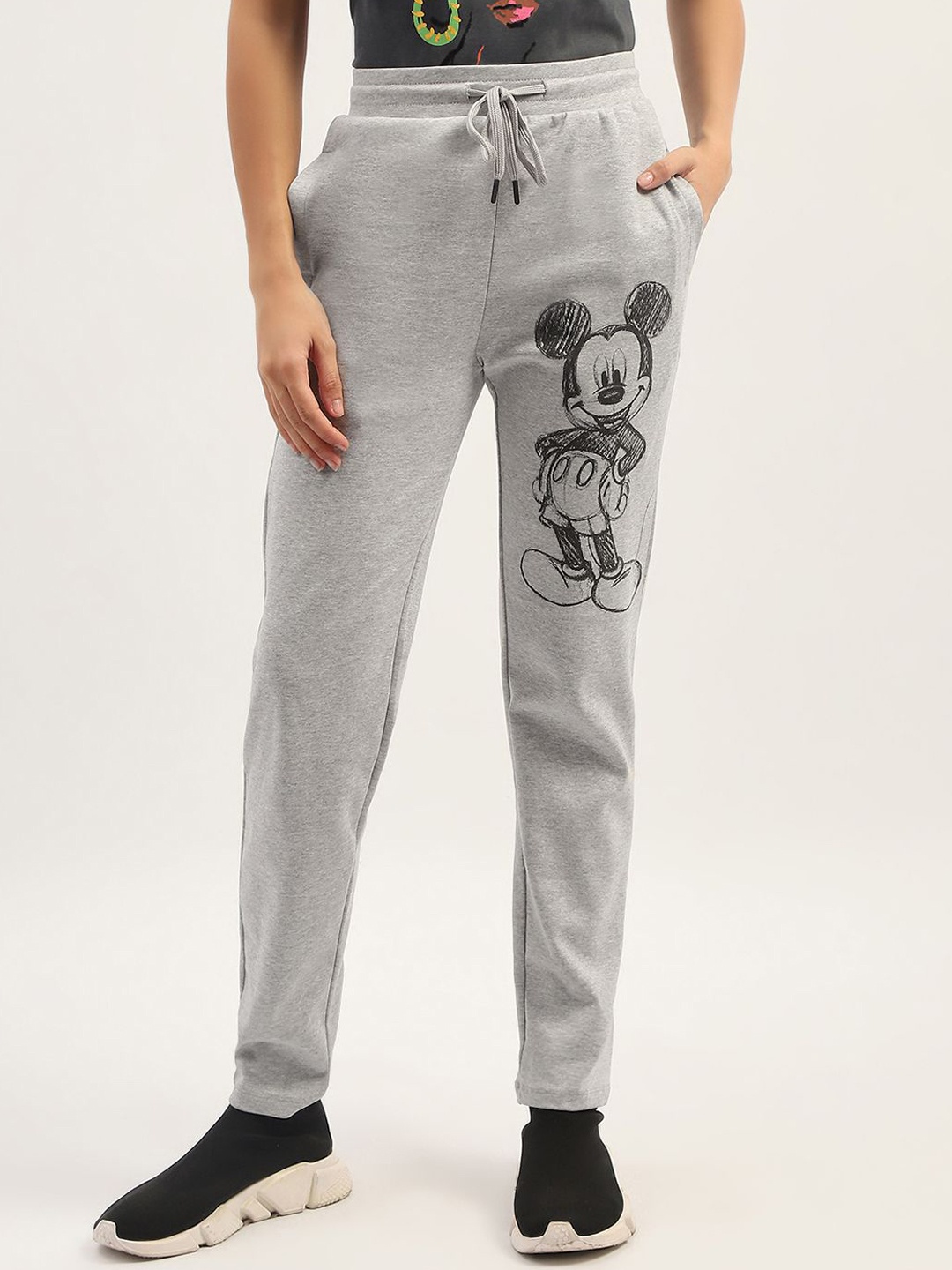 

MADAME M SECRET Women Printed Mid Rise Track Pants, Grey