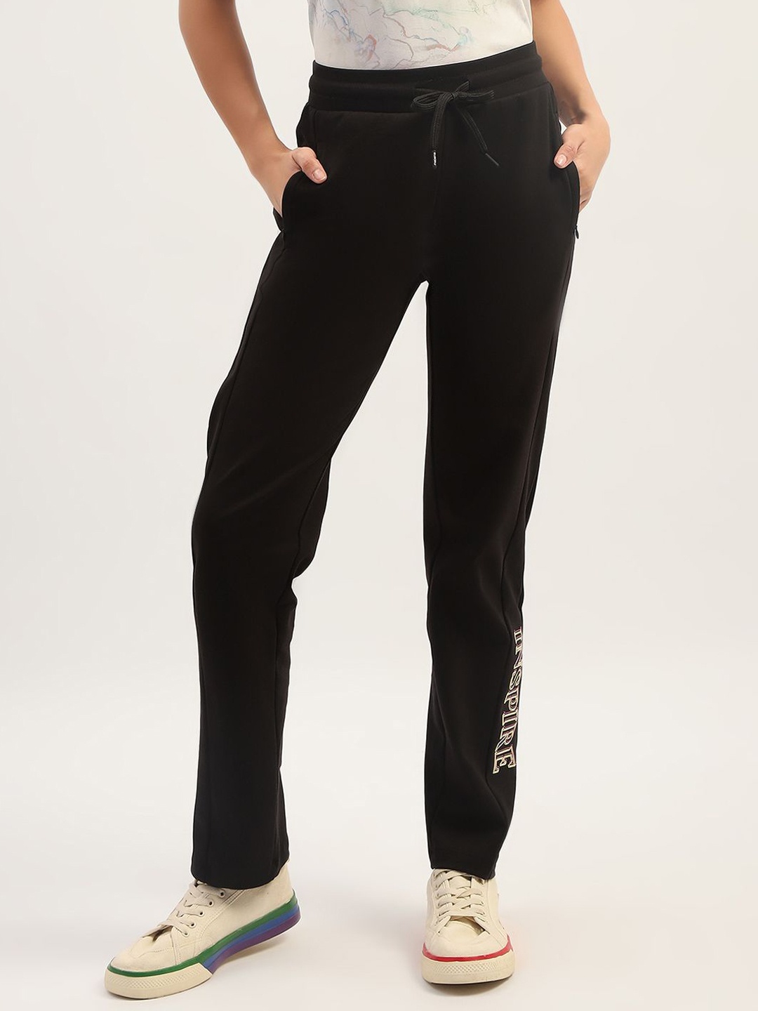 

MADAME M SECRET Women Mid Rise Track Pants, Black