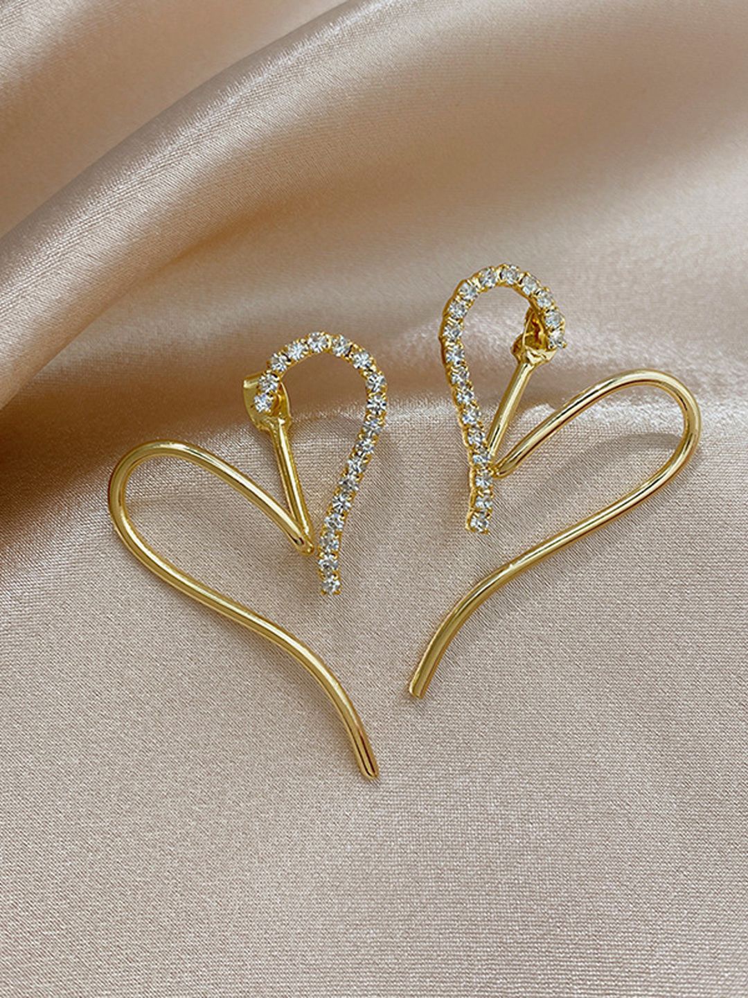 

VAGHBHATT Heart Shaped Studs Earrings, Gold