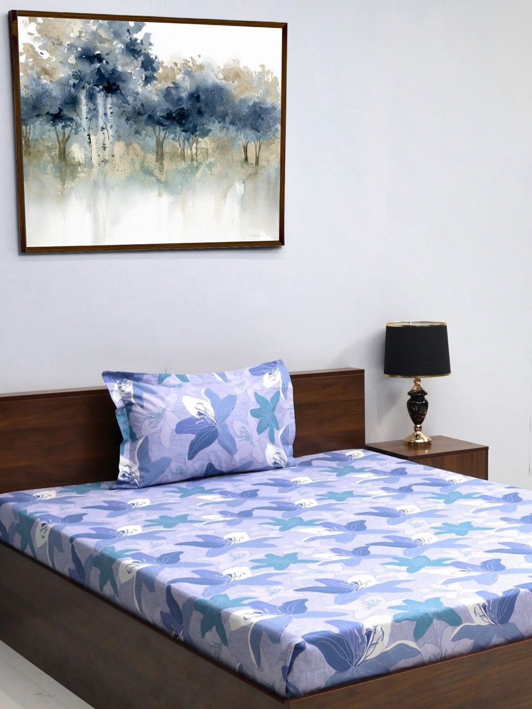 

BOMBAY DYEING Yellow & White Floral 120 TC Single Bedsheet with 1 Pillow Covers