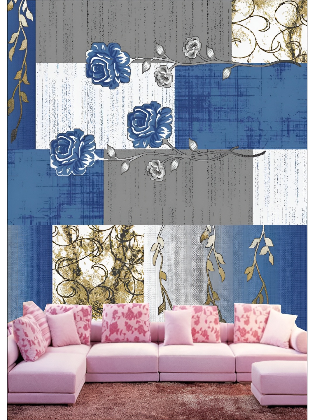 

Aura Blue & White Floral Printed 3D Wall Panel