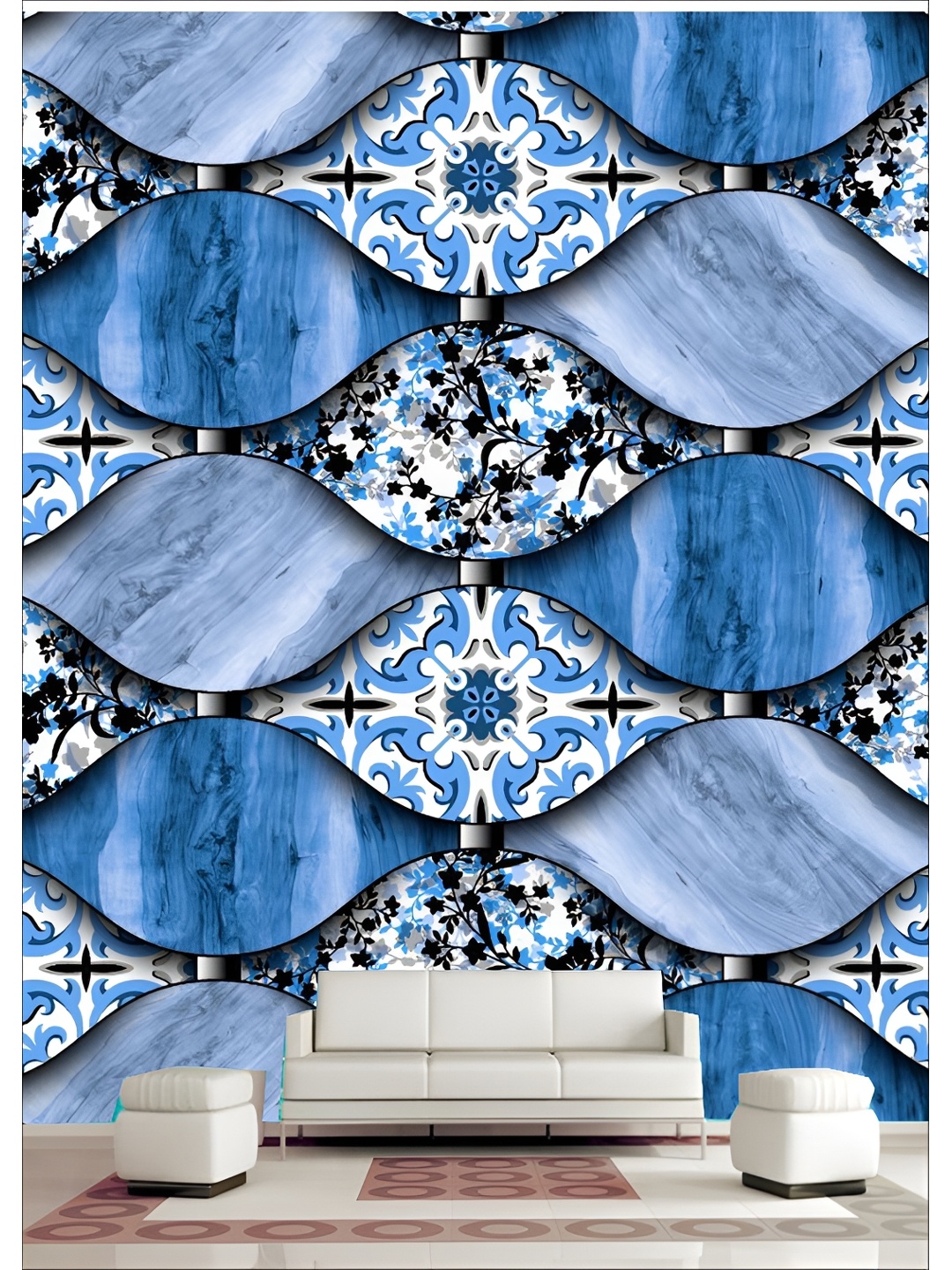 

Aura Blue & Black Printed Self-Adhesive Wall Sicker