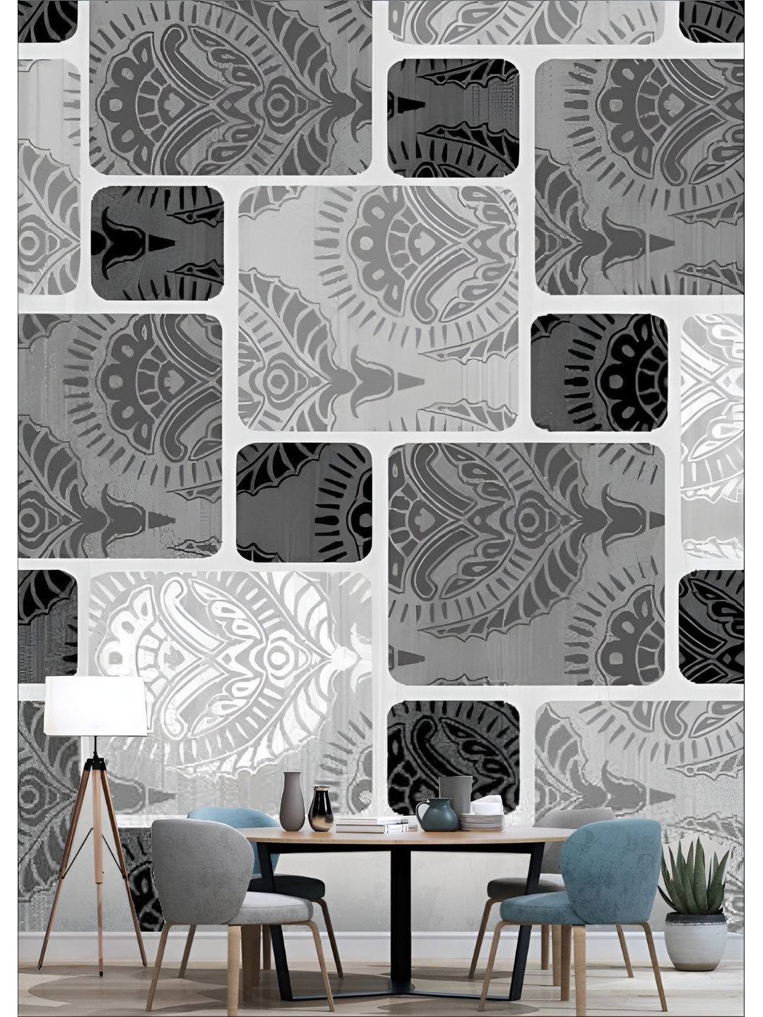 

Aura Grey & Black 3D Printed Self Adhesive Wall Sticker