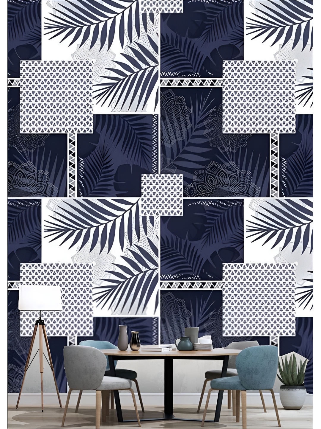 

Aura White & Navy Blue Printed Self-Adhesive Wall Sicker