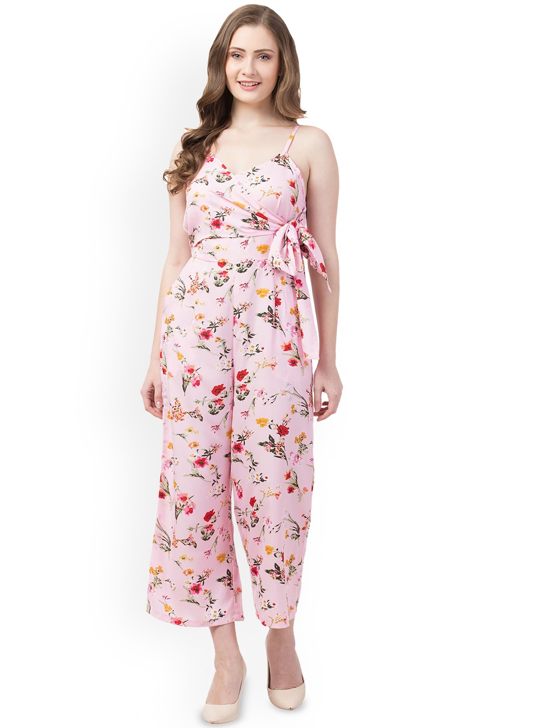 

Zionity Printed Basic Jumpsuit, Pink