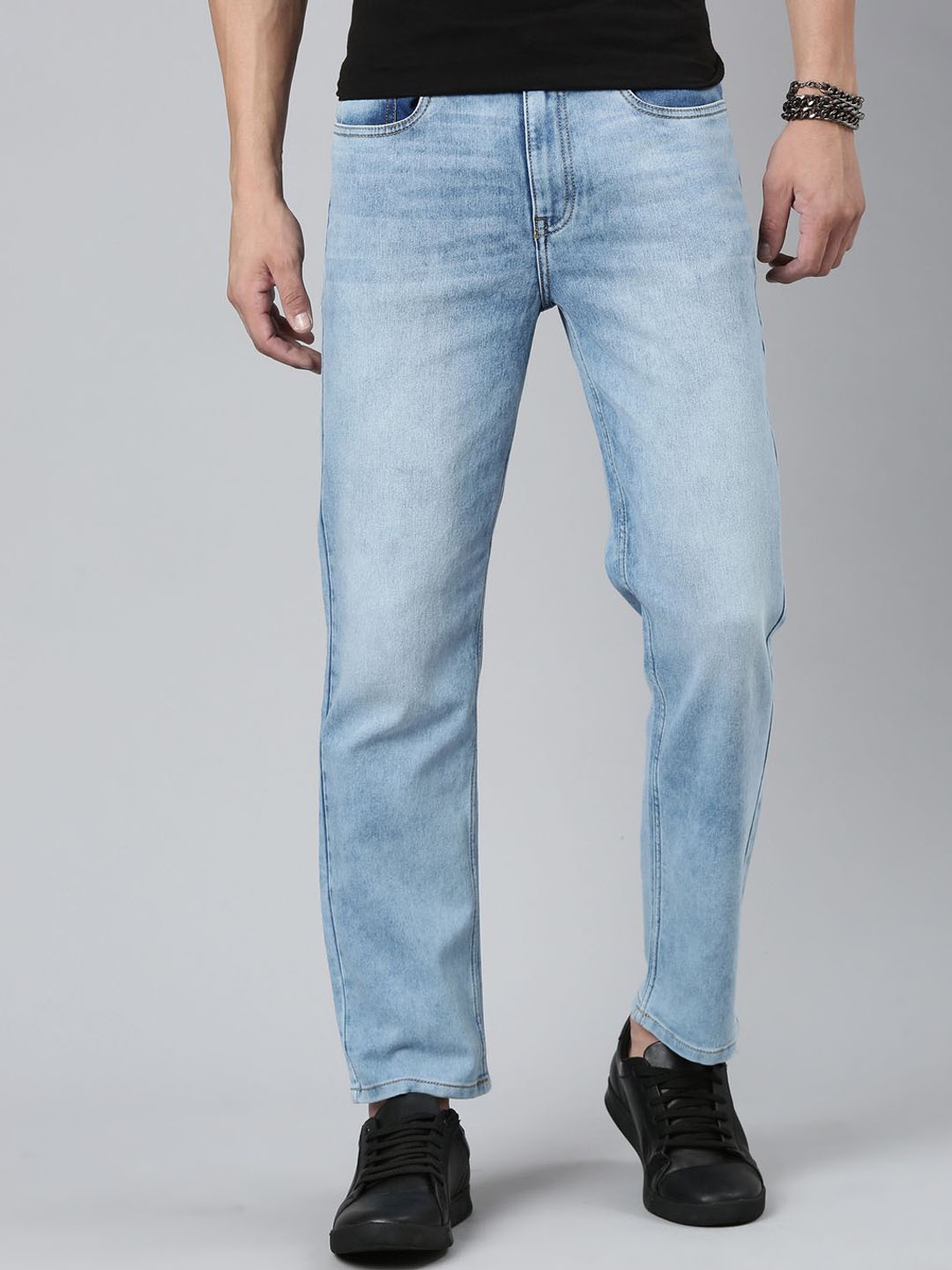 

Mast & Harbour Men Relaxed Fit Heavy Fade Stretchable Jeans, Blue