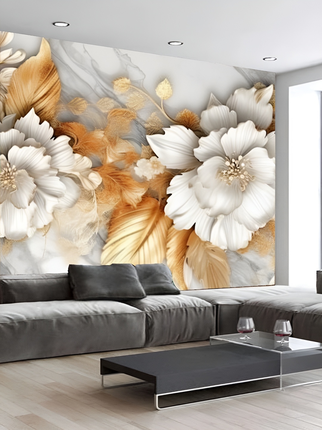 

Aura Off White & Orange Self Adhesive Printed Wall Sticker