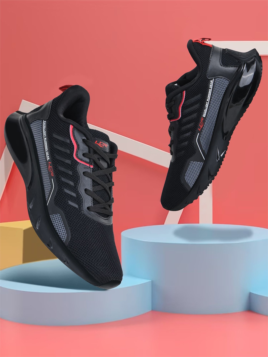 

Lancer Men Textile Walking Shoes, Black
