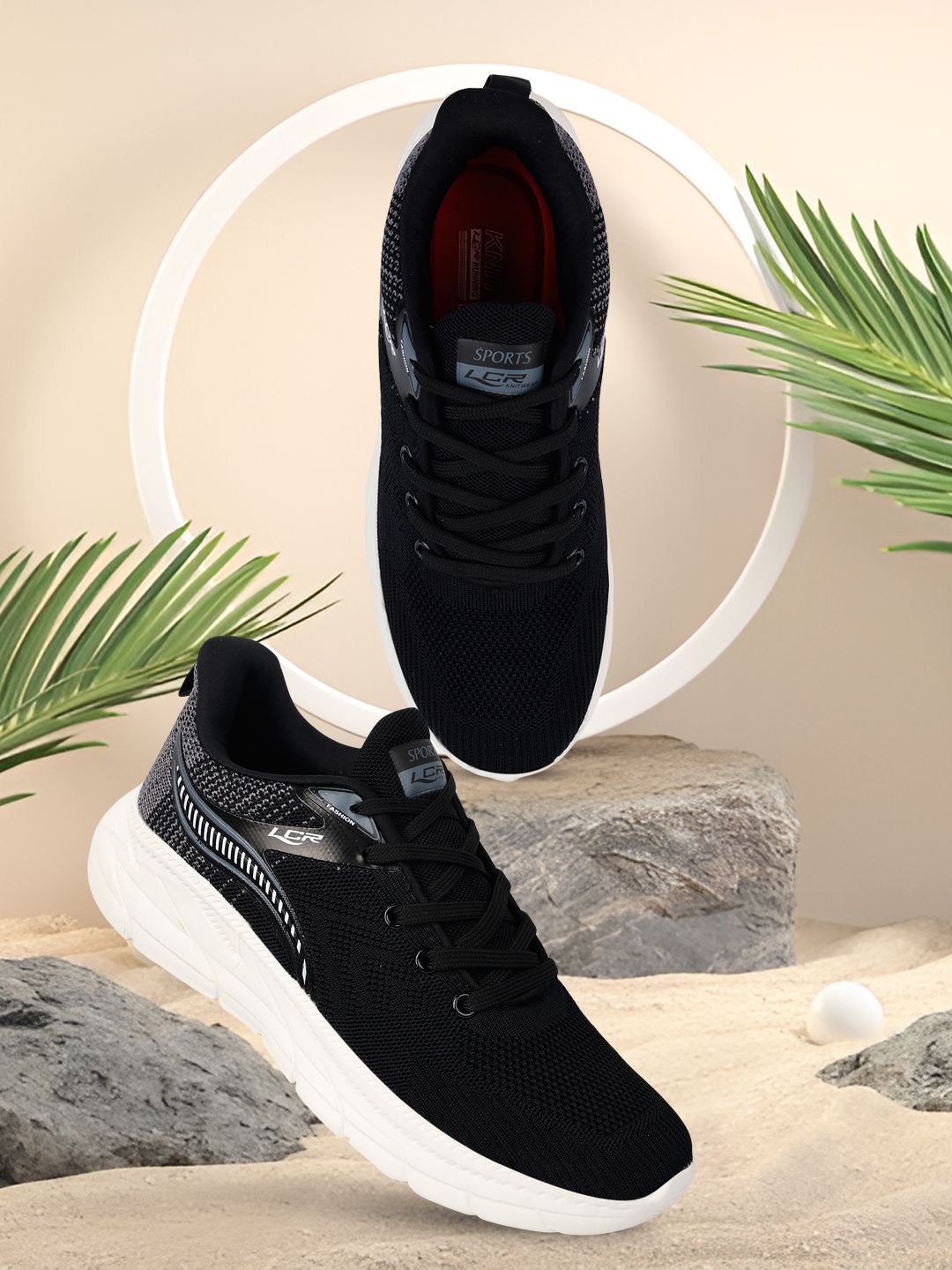 

Lancer Men Textile Walking Shoes, Black