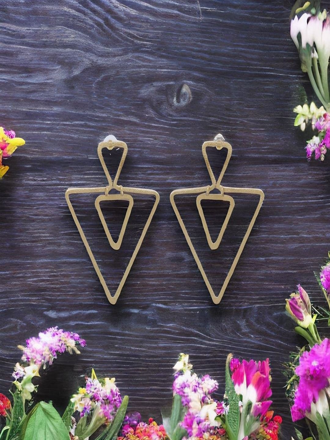 

UNIVERSITY TRENDZ Triangular Drop Earrings, Gold