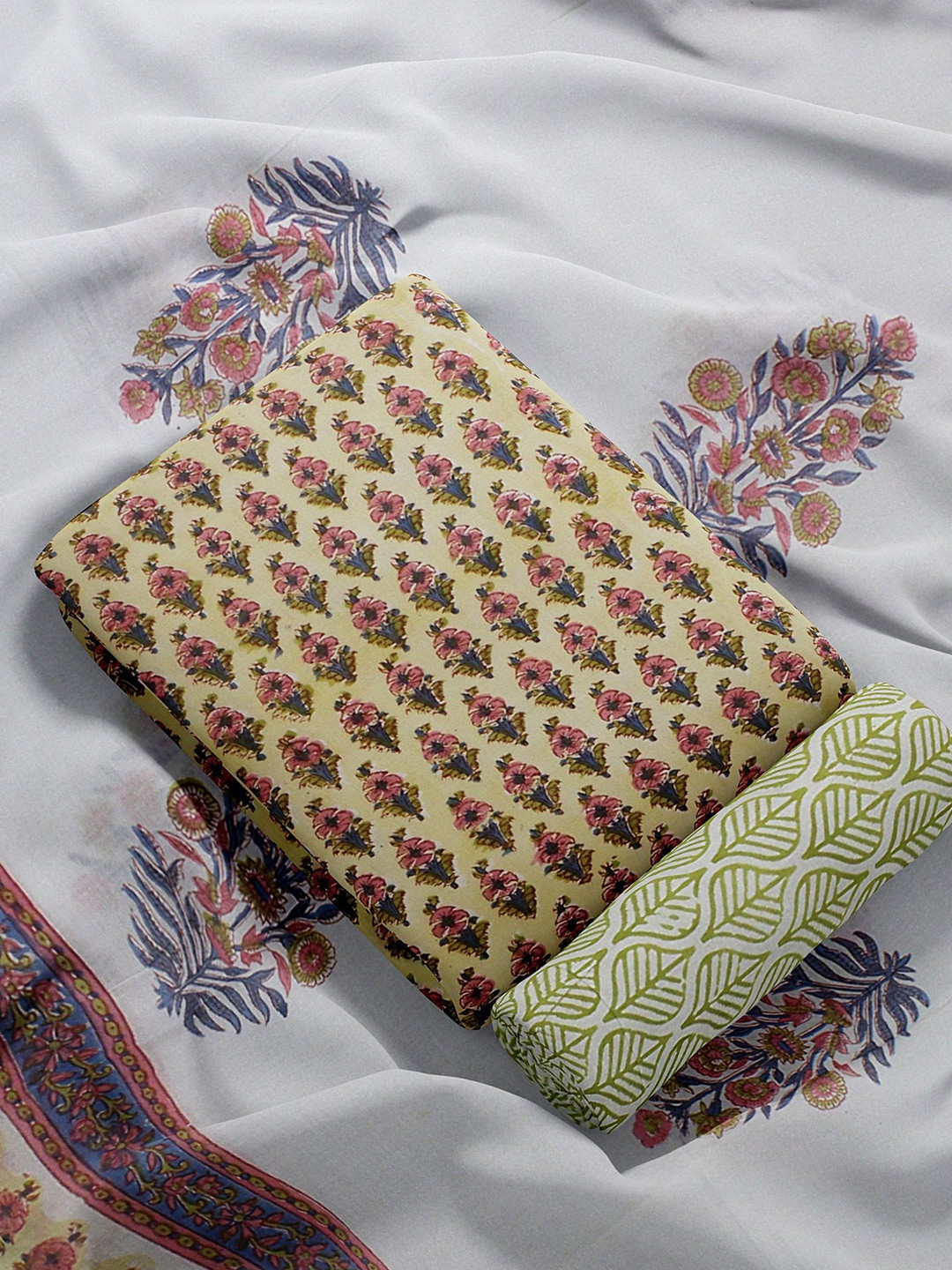 

Weaves of Tradition Printed Pure Cotton Unstitched Dress Material, Yellow