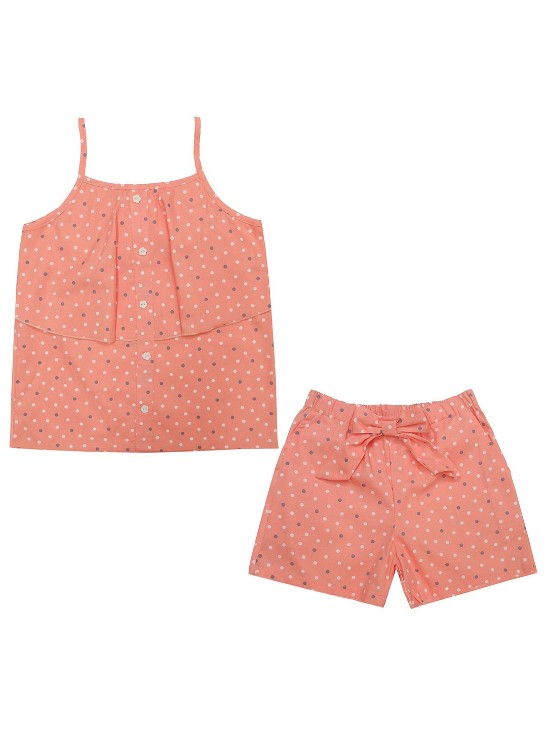 

Clothe Funn Girls Printed Top with Shorts, Peach