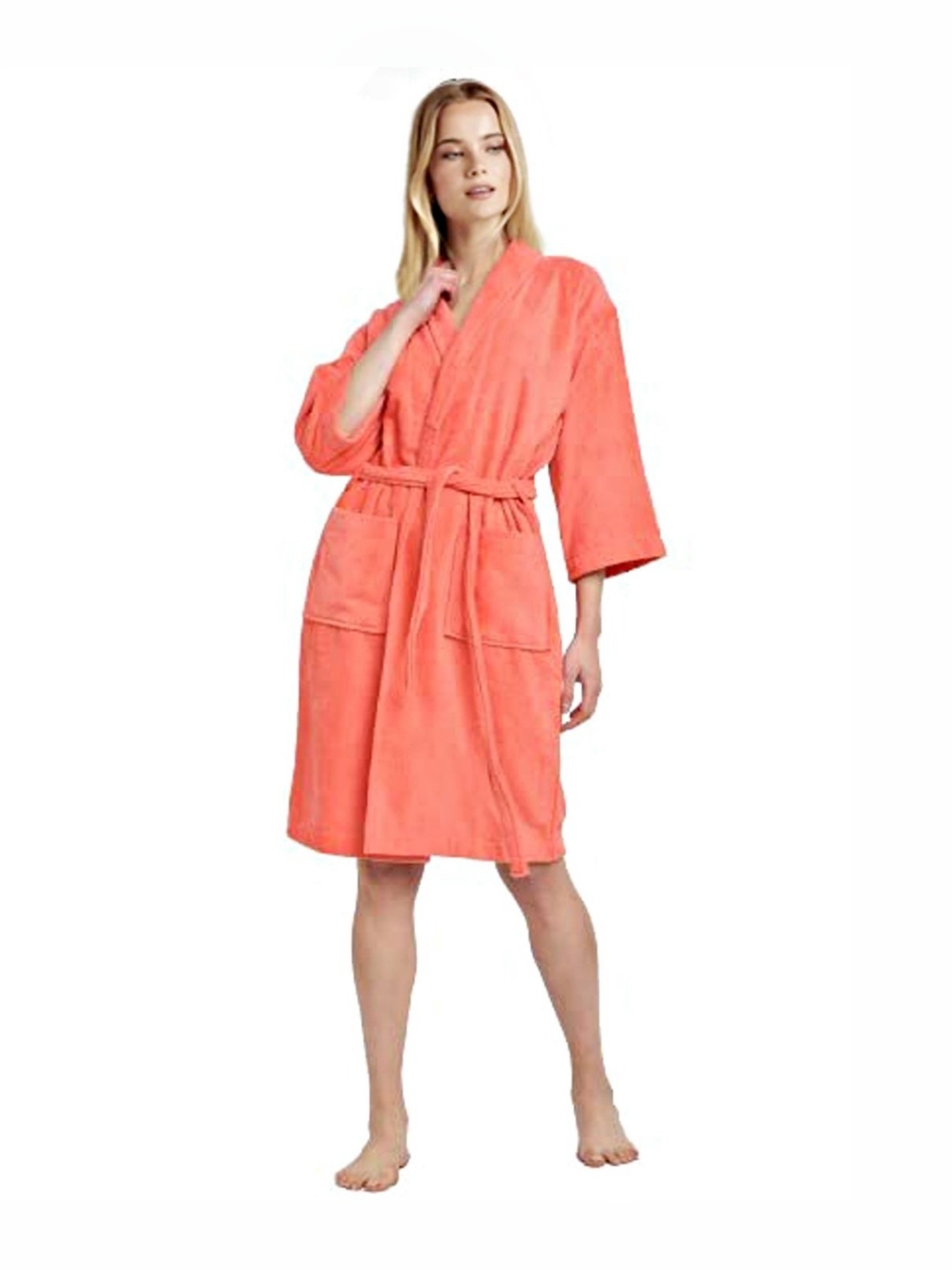 

WINSTON HOME Shawl Neck Micro Terry Light Absorbent Bath Robe, Orange