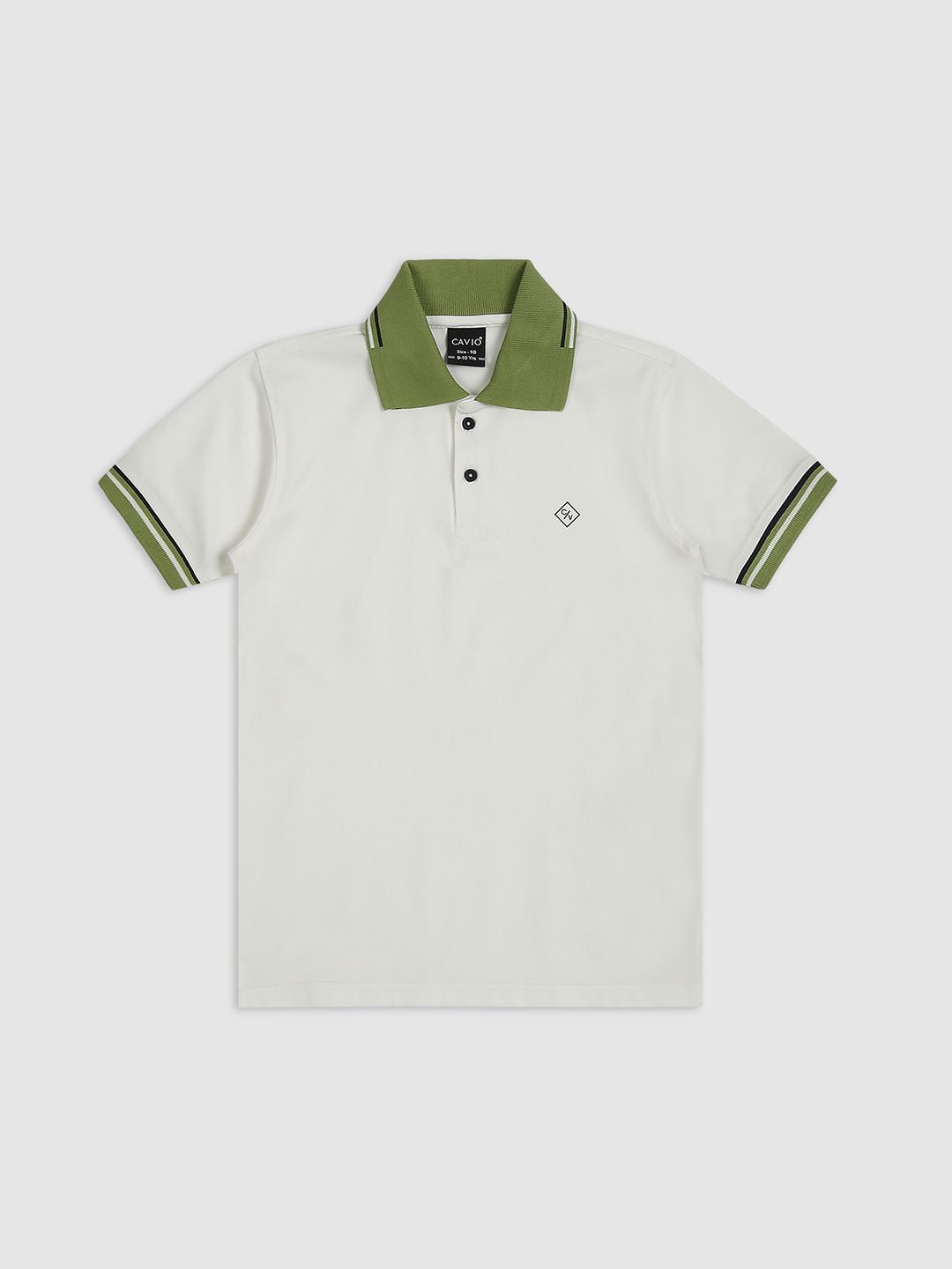 

CAVIO Boys Printed Polo Collar T-shirt, White