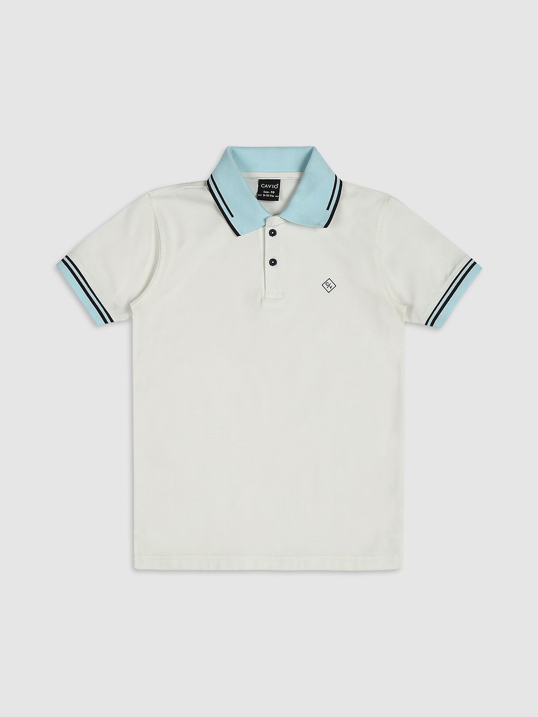 

CAVIO Boys Printed Polo Collar T-shirt, White