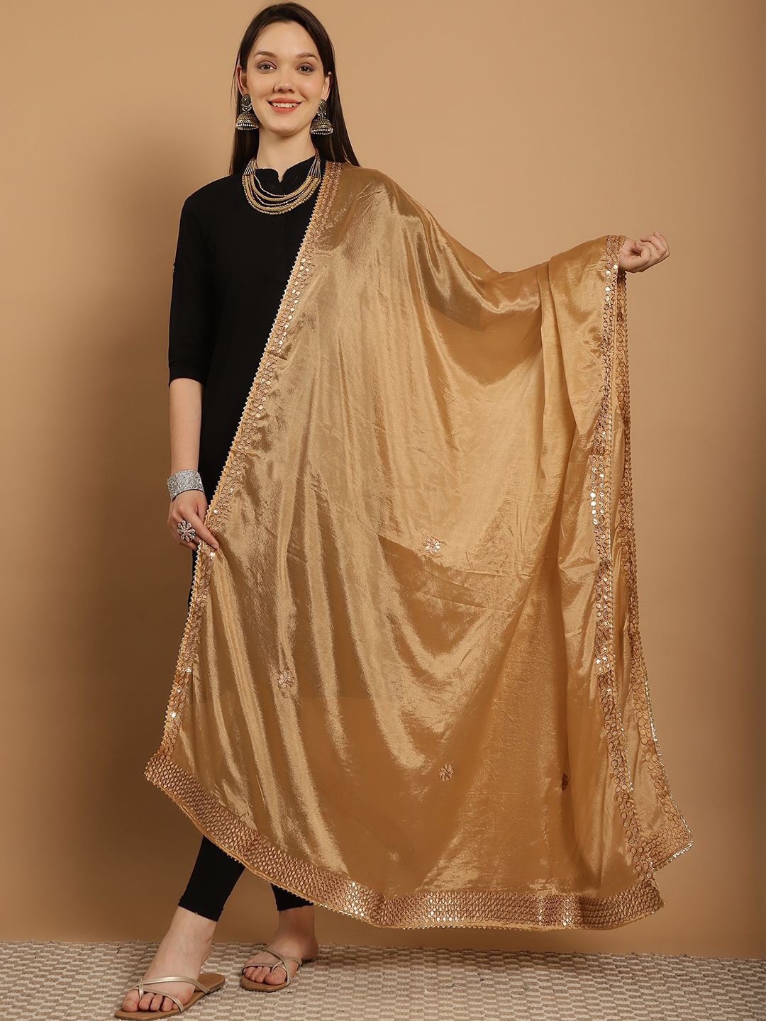 

SOUNDARYA Dupatta with Gotta Patti, Gold