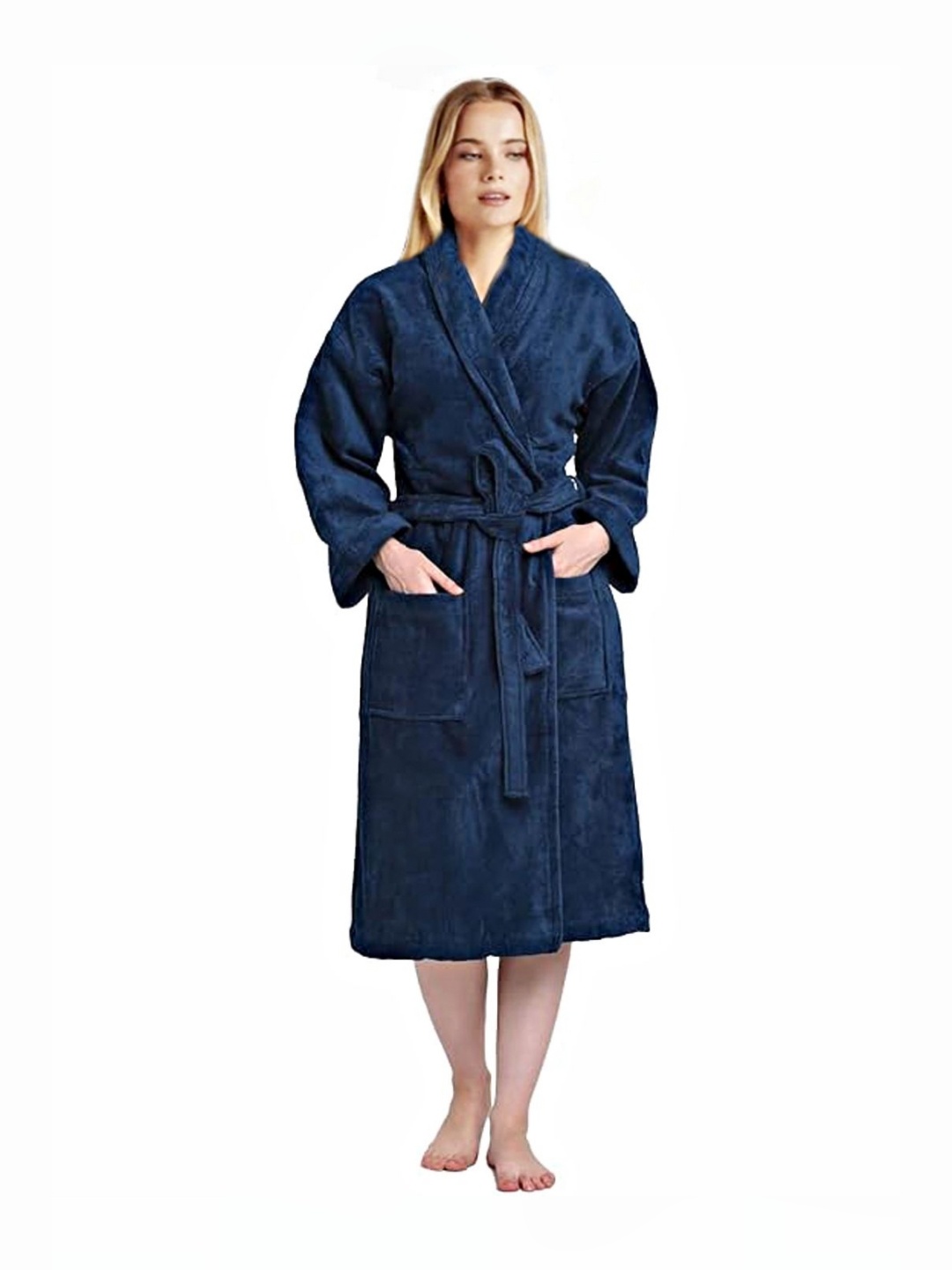 

ELSTONE HOME Navy Blue Micro Terry Bath Robe