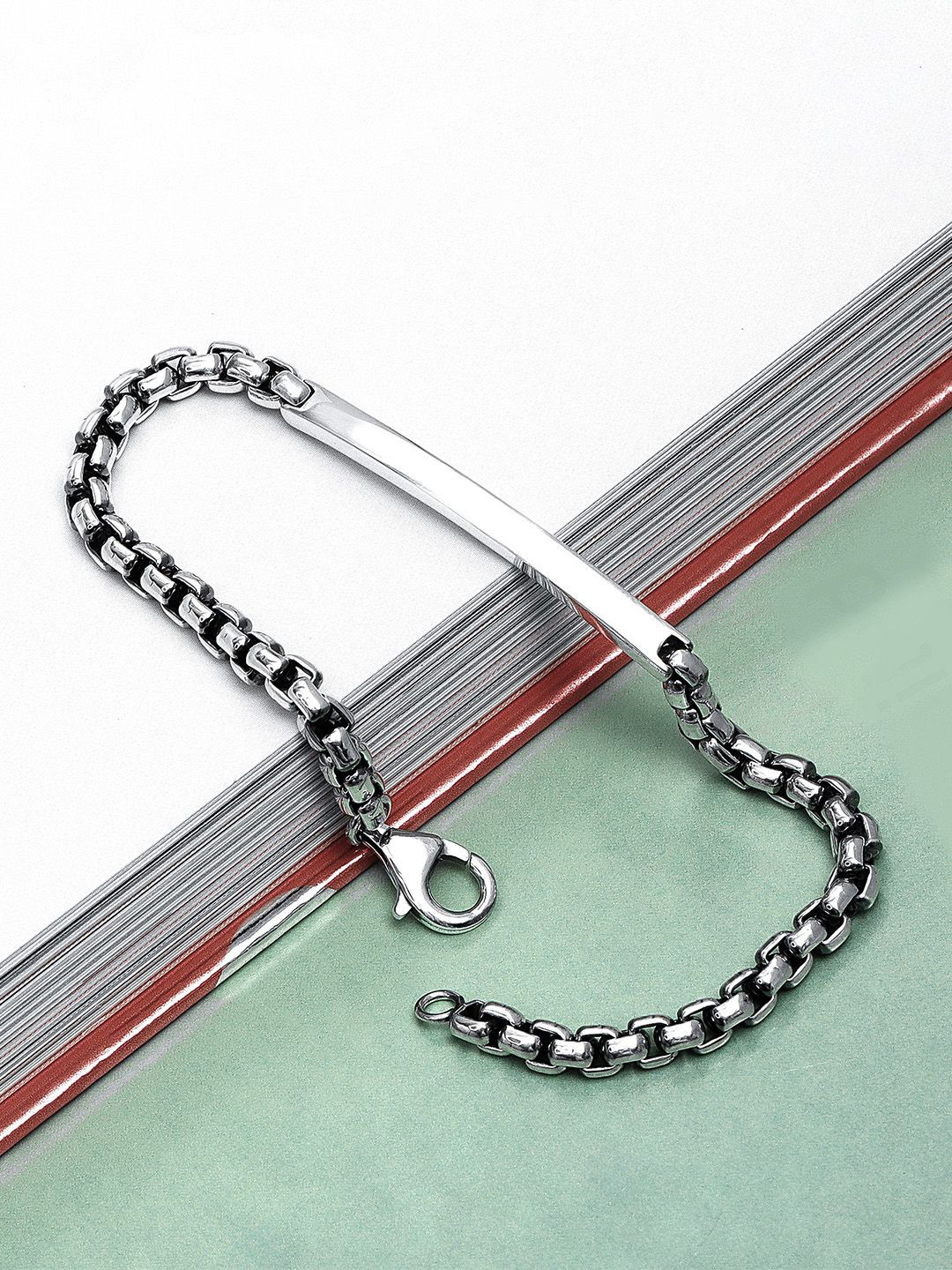 

LeCalla Men Sterling Silver Plated Link Bracelet
