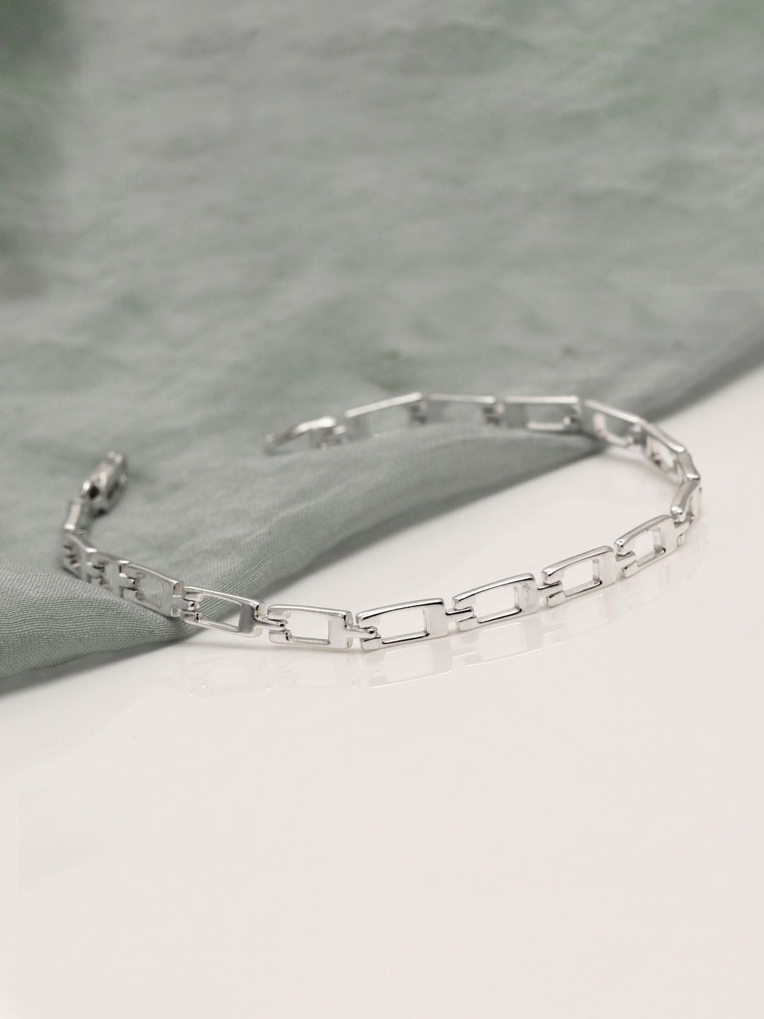 

LeCalla Men Sterling Silver Plated Link Bracelet