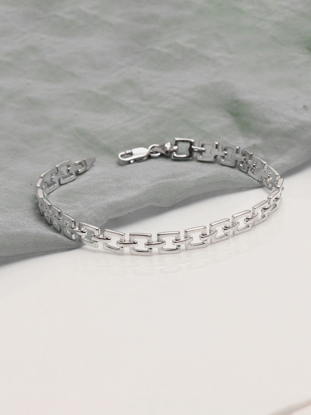

LeCalla Men Sterling Silver Plated Link Bracelet