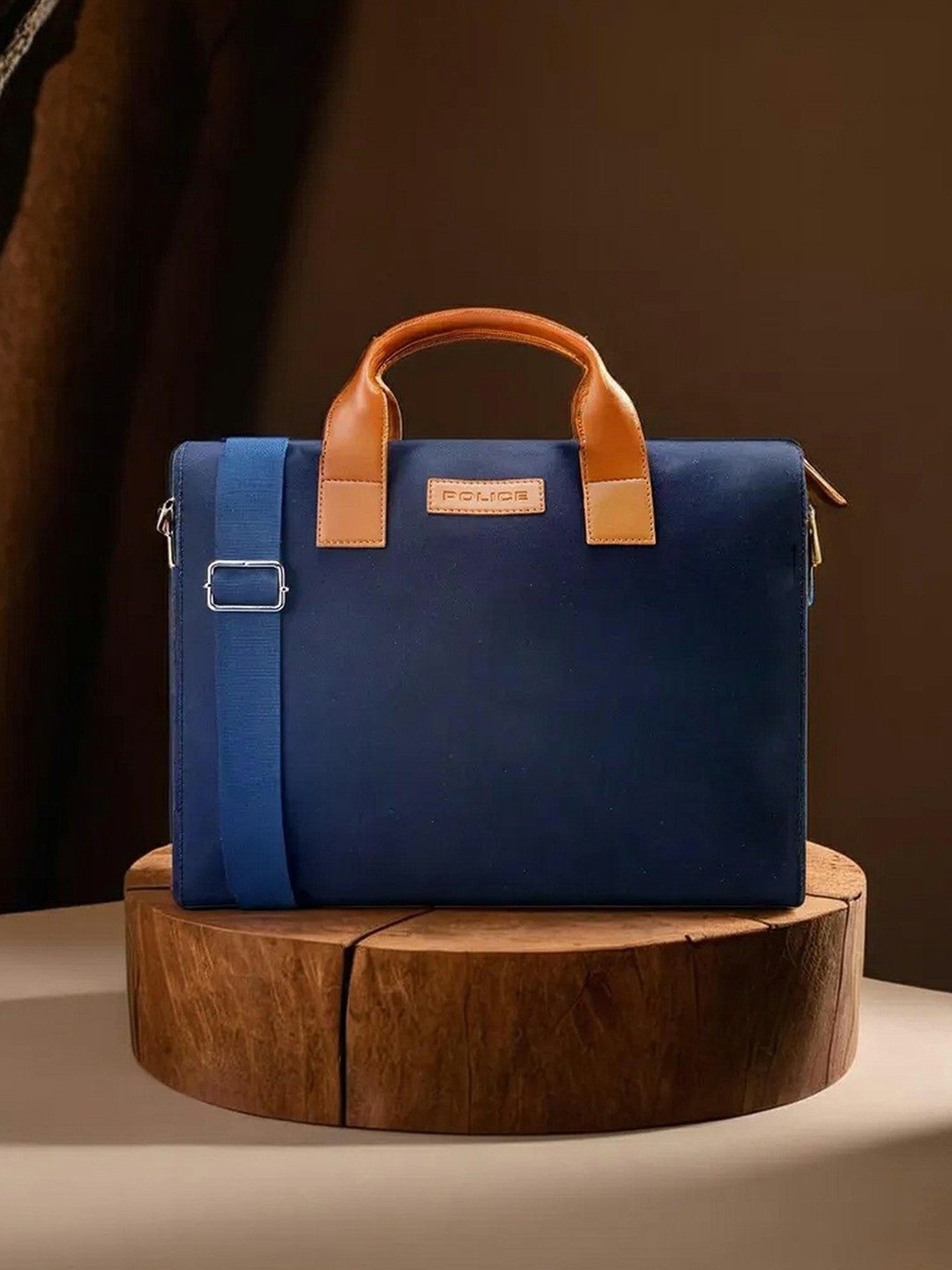 

Police Men Up To 15 Inch Solid Leather Laptop Bag, Navy blue