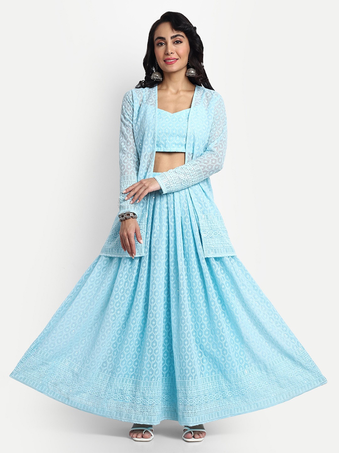 

GENDAFOOL Ready to Wear Lehenga &, Turquoise blue