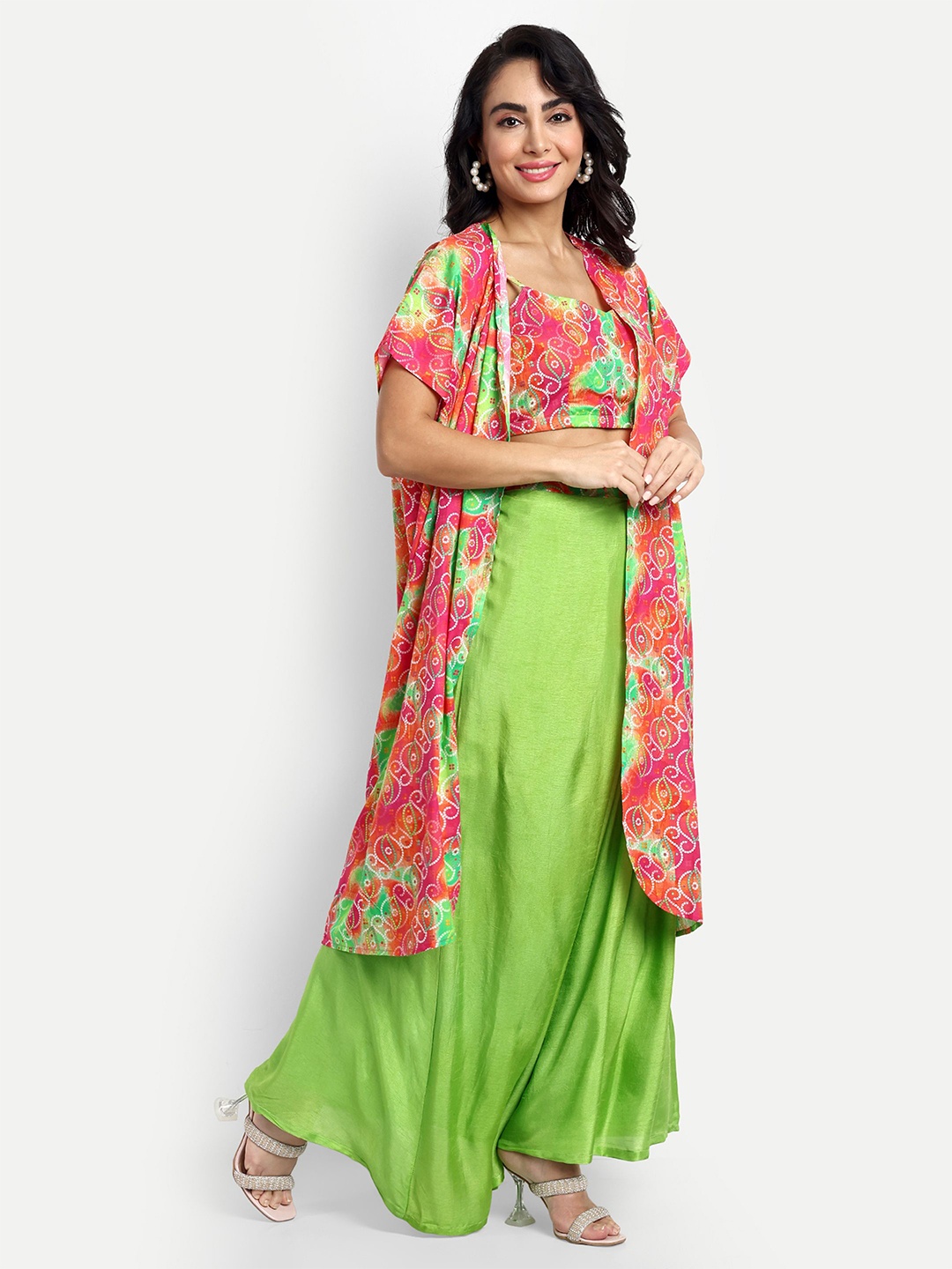 

GENDAFOOL Printed Ready to Wear Lehenga &, Green