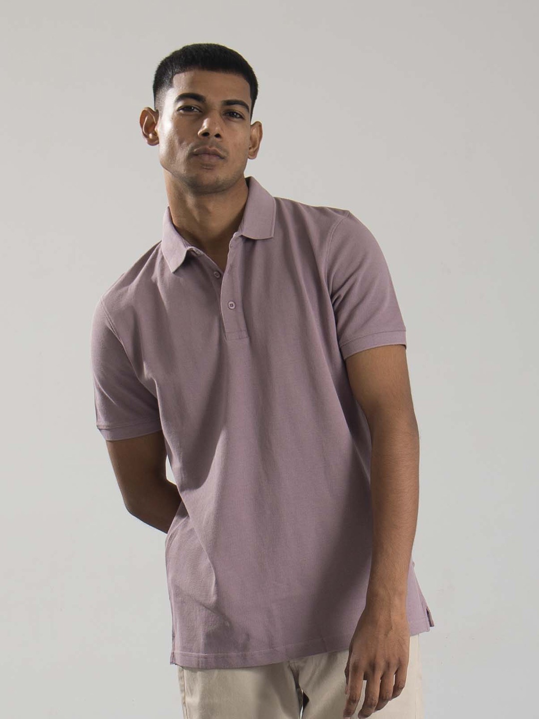 

ONEWAY Men Polo Collar Solid T-shirt, Purple