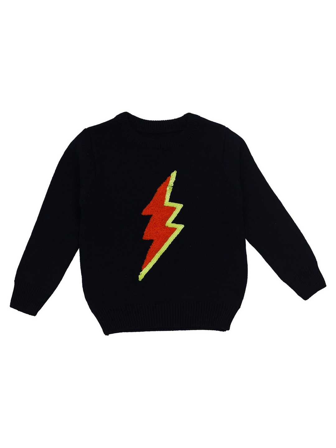 

Yellow Apple Boys Embroidered Woollen Pullover, Navy blue