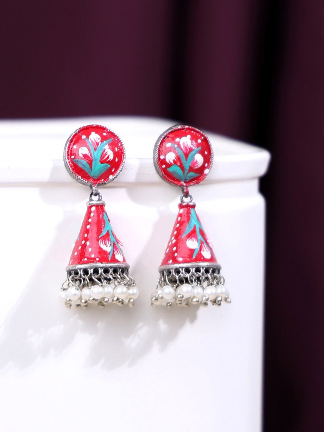 

PANASH Contemporary Jhumkas Earrings, Silver