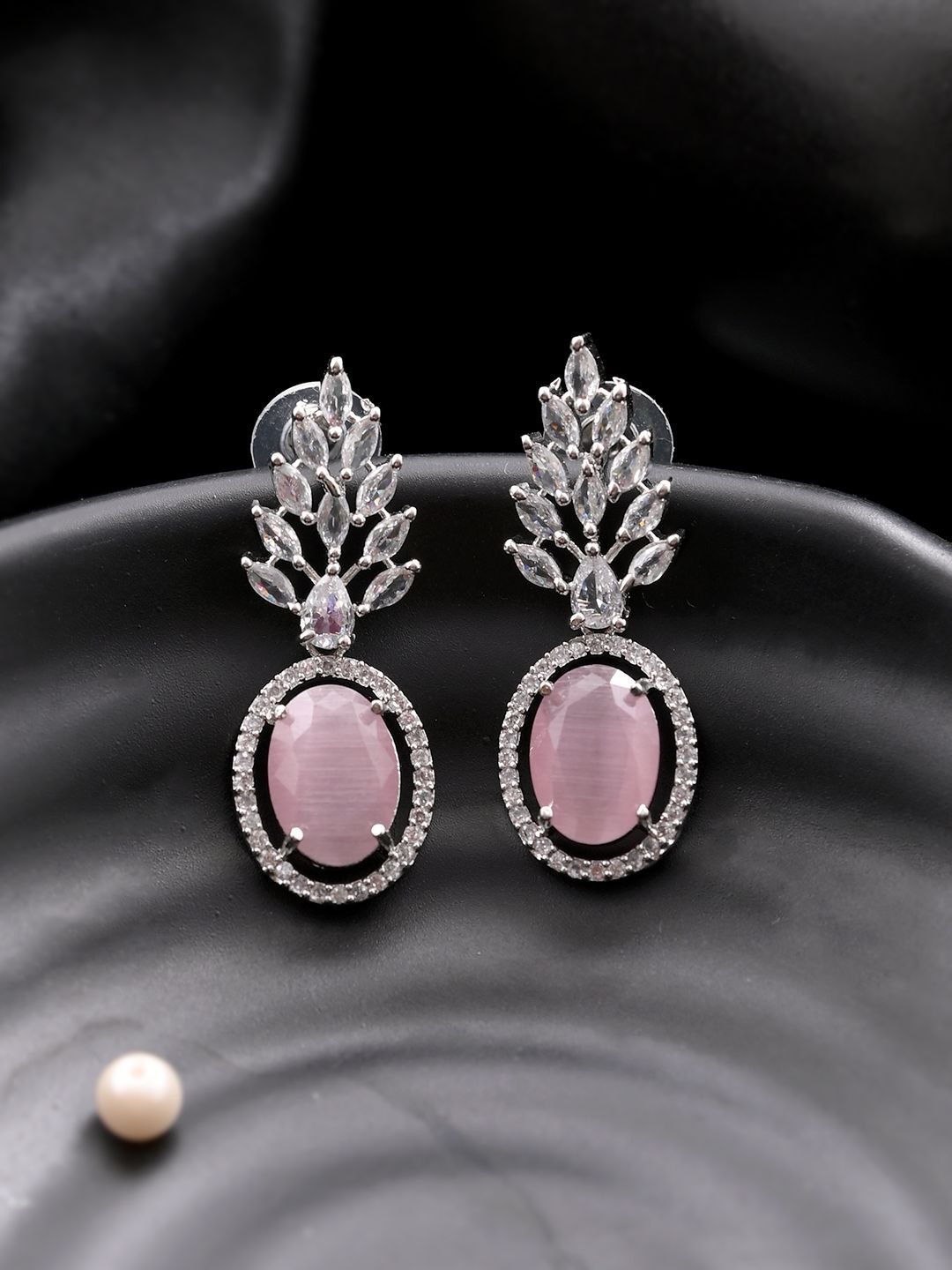 

Silvermerc Designs Circular Drop Earrings, Pink