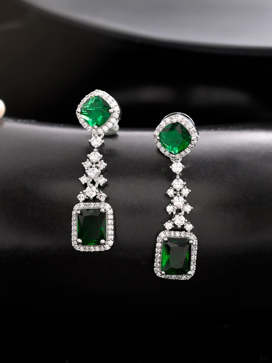 

Silvermerc Designs Square Drop Earrings, Green
