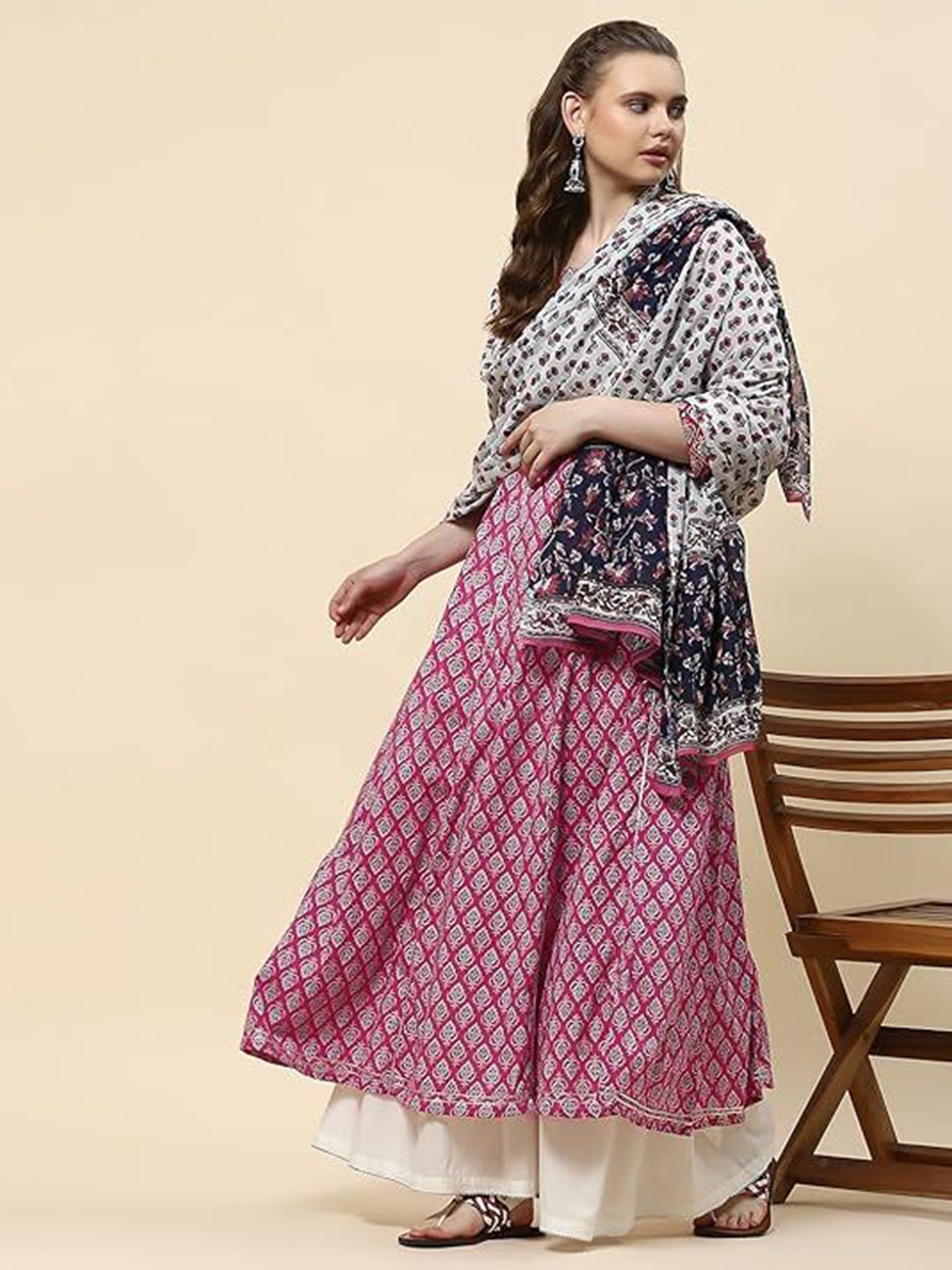

PUKHYA Ethnic Motifs Print Maxi Dress, Pink