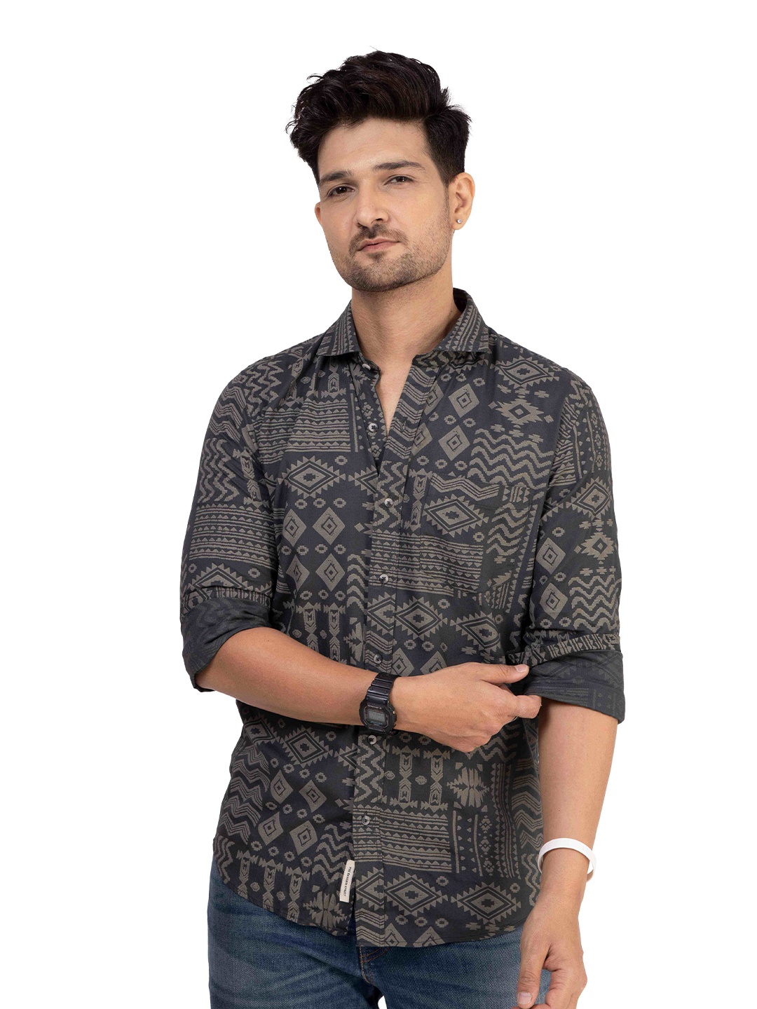 

TBS- THE BARGAIN STREET Men Comfort Opaque Printed Casual Shirt, Green