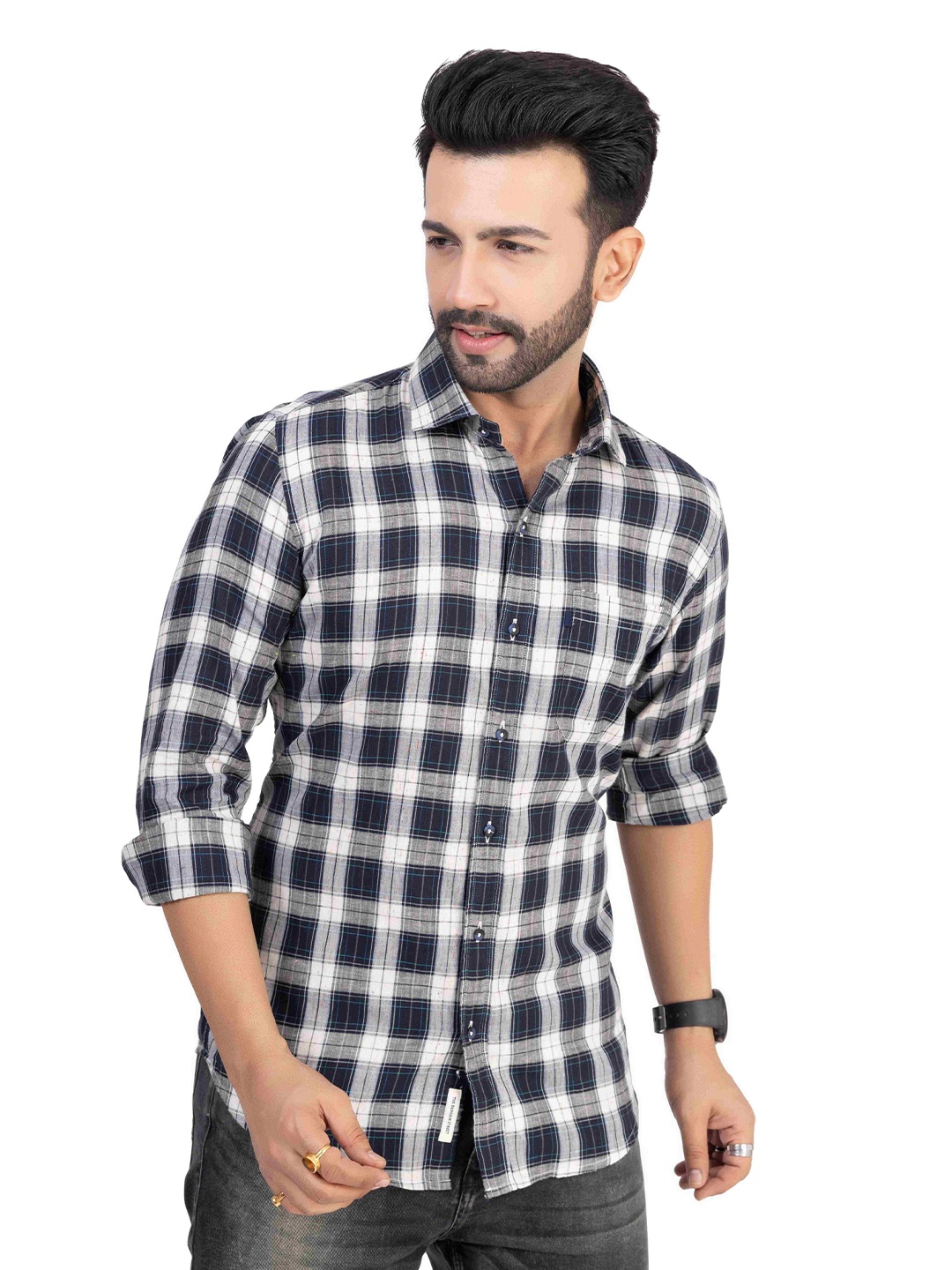 

TBS- THE BARGAIN STREET Men Comfort Opaque Checked Casual Shirt, Blue