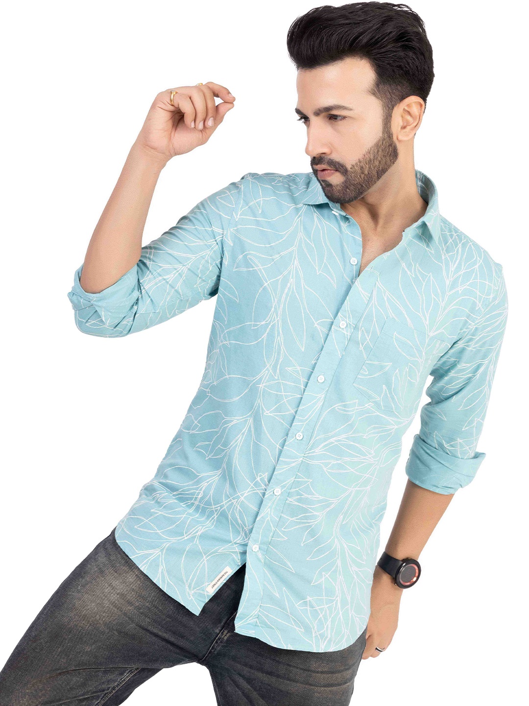 

TBS- THE BARGAIN STREET Men Comfort Floral Opaque Striped Casual Shirt, Blue