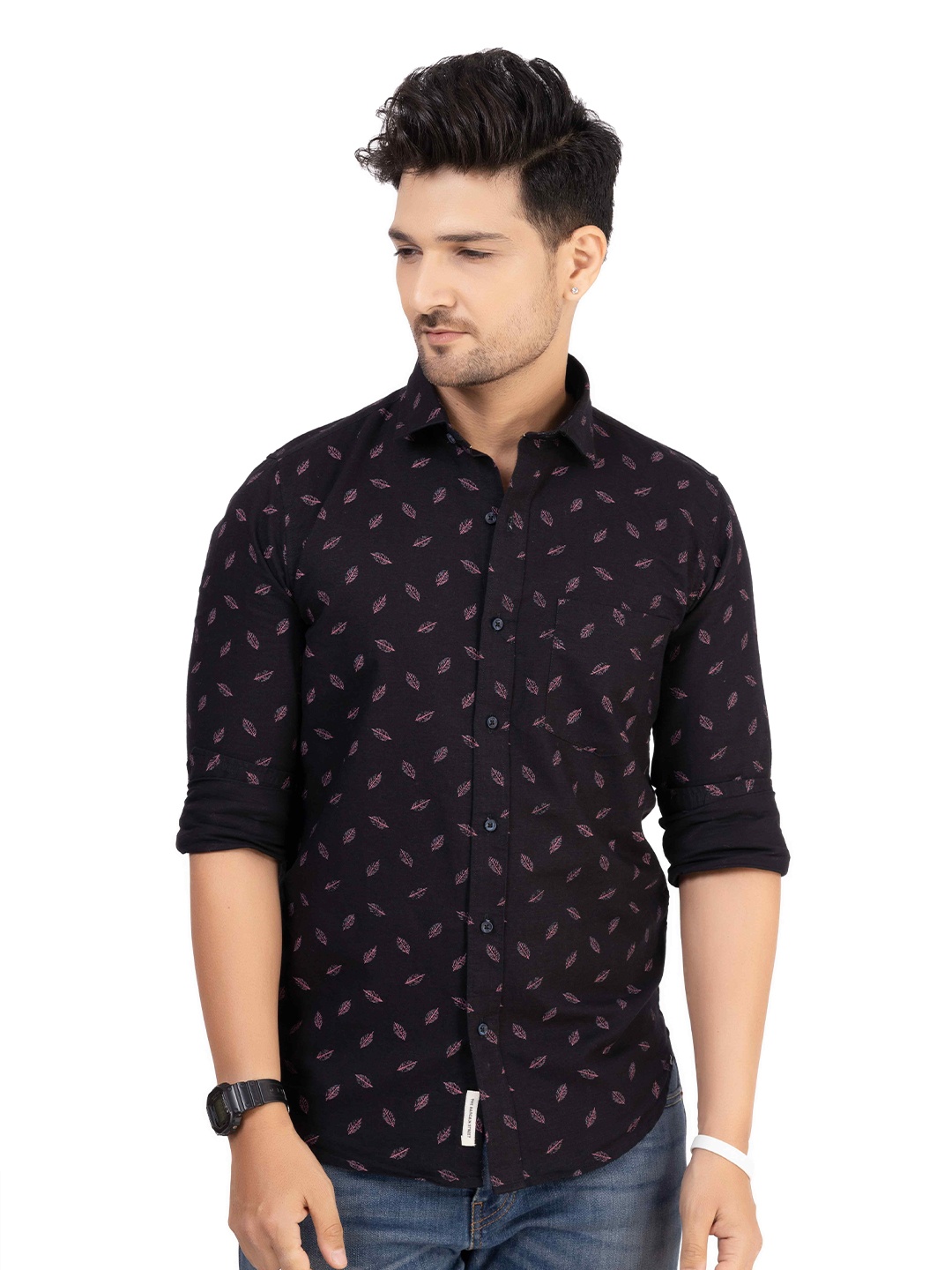 

TBS- THE BARGAIN STREET Men Comfort Opaque Printed Casual Shirt, Black